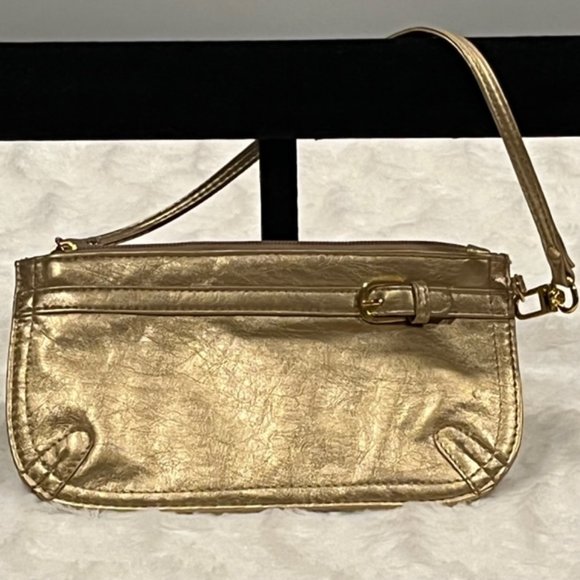 NEIMAN MARCUS Metallic Gold Wristlet NWOT - Picture 13 of 14